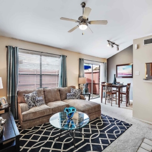 Alternative view of open concept living and dining area