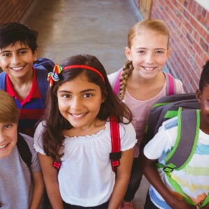 school kids smiling